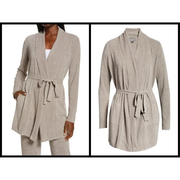 💕BAREFOOT DREAMS💕 CozyChic Drape Rib Cardigan Ultra Lite Beach Rock XL - Picture 3 of 15